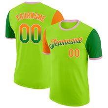 Загрузить изображение в средство просмотра галереи, Custom Neon Green Bay Orange Grass Green-Light Pink Gradient Two Tone Performance T-Shirt
