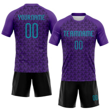 Загрузить изображение в средство просмотра галереи, Custom Purple Teal-Black Geometric Shape Sublimation Volleyball Uniform Jersey
