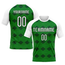 Laden Sie das Bild in den Galerie-Viewer, Custom Kelly Green White-Black Geometric Shape Sublimation Volleyball Uniform Jersey
