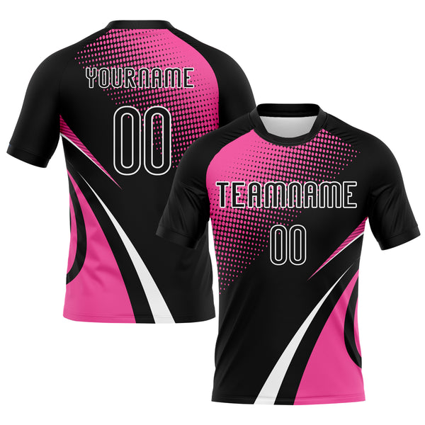 2024 Cheap Custom Black Pink White Lines And Dots Sublimation Volleyball Uniform Jersey Free Shipping CustomJerseysPro