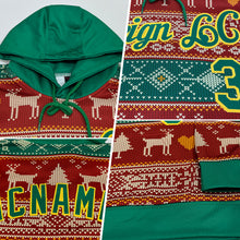 Загрузить изображение в средство просмотра галереи, Custom Stitched Red Kelly Green-Gold 3D Christmas Reindeers Sports Pullover Sweatshirt Hoodie
