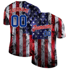 Load image into Gallery viewer, Custom White Royal-Red 3D American Flag Performance T-Shirt
