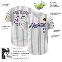Load image into Gallery viewer, Custom White Black Pinstripe Tie Dye Authentic Baseball Jersey
