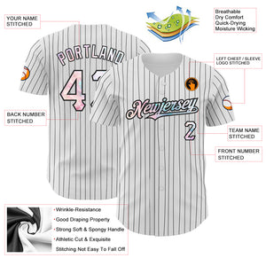 Custom White Black Pinstripe Tie Dye Authentic Baseball Jersey