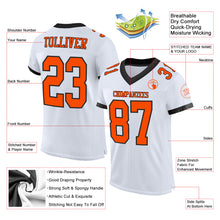 Laden Sie das Bild in den Galerie-Viewer, Custom White Orange-Black Mesh Authentic Football Jersey
