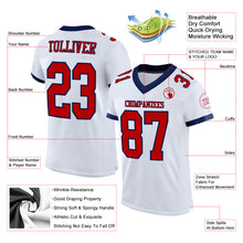 Laden Sie das Bild in den Galerie-Viewer, Custom White Red-Navy Mesh Authentic Football Jersey
