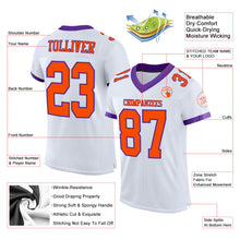 Laden Sie das Bild in den Galerie-Viewer, Custom White Orange-Purple Mesh Authentic Football Jersey
