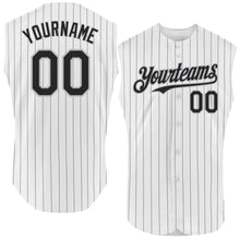 Load image into Gallery viewer, Custom White Black Pinstripe Gray Authentic Sleeveless Baseball Jersey

