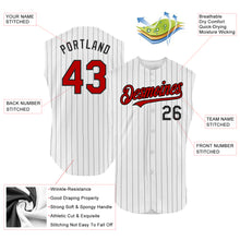 Load image into Gallery viewer, Custom White Black Pinstripe Red Authentic Sleeveless Baseball Jersey
