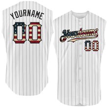 Загрузить изображение в средство просмотра галереи, Custom White Black Pinstripe Vintage USA Flag Authentic Sleeveless Baseball Jersey
