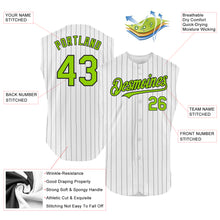 Load image into Gallery viewer, Custom White Black Pinstripe Neon Green Authentic Sleeveless Baseball Jersey

