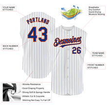 Load image into Gallery viewer, Custom White Royal Pinstripe Orange Authentic Sleeveless Baseball Jersey
