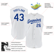 Load image into Gallery viewer, Custom White Royal Pinstripe Royal Authentic Sleeveless Baseball Jersey
