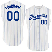 Load image into Gallery viewer, Custom White Royal Pinstripe Royal Authentic Sleeveless Baseball Jersey
