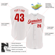 Загрузить изображение в средство просмотра галереи, Custom White Red Pinstripe Red Authentic Sleeveless Baseball Jersey
