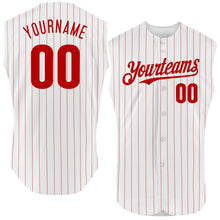Загрузить изображение в средство просмотра галереи, Custom White Red Pinstripe Red Authentic Sleeveless Baseball Jersey
