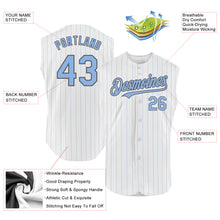 Load image into Gallery viewer, Custom White Light Blue Pinstripe Steel Gray Authentic Sleeveless Baseball Jersey
