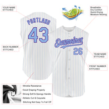 Загрузить изображение в средство просмотра галереи, Custom White Light Blue Pinstripe Purple Authentic Sleeveless Baseball Jersey
