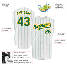 Загрузить изображение в средство просмотра галереи, Custom White Kelly Green Pinstripe Gold Authentic Sleeveless Baseball Jersey
