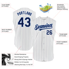Laden Sie das Bild in den Galerie-Viewer, Custom White Navy Pinstripe Light Blue Authentic Sleeveless Baseball Jersey
