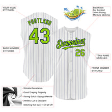 Charger l&#39;image dans la galerie, Custom White Navy Pinstripe Neon Green Authentic Sleeveless Baseball Jersey
