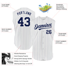 Загрузить изображение в средство просмотра галереи, Custom White Navy Pinstripe Navy Authentic Sleeveless Baseball Jersey
