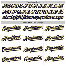 Laden Sie das Bild in den Galerie-Viewer, Custom White Navy Pinstripe Old Gold Authentic Sleeveless Baseball Jersey

