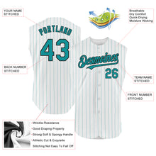 Charger l&#39;image dans la galerie, Custom White Teal Pinstripe Black Authentic Sleeveless Baseball Jersey
