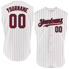 Laden Sie das Bild in den Galerie-Viewer, Custom White Crimson Pinstripe Black Authentic Sleeveless Baseball Jersey
