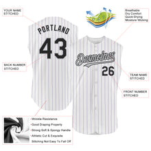 Load image into Gallery viewer, Custom White Purple Pinstripe Black-Gray Authentic Sleeveless Baseball Jersey
