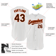 Загрузить изображение в средство просмотра галереи, Custom White Brown Pinstripe Orange Authentic Sleeveless Baseball Jersey

