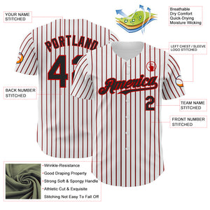 Custom White (Black Red Pinstripe) Black-Red Authentic Baseball Jersey