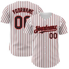 Charger l&#39;image dans la galerie, Custom White (Black Red Pinstripe) Black-Red Authentic Baseball Jersey
