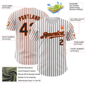 Custom White (Black Orange Pinstripe) Orange-Black Authentic Baseball Jersey