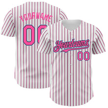 Charger l&#39;image dans la galerie, Custom White (Black Pink Pinstripe) Pink Black-Light Blue Authentic Baseball Jersey
