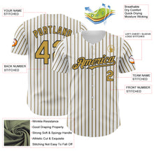 Load image into Gallery viewer, Custom White (Black Old Gold Pinstripe) Old Gold-Black Authentic Baseball Jersey
