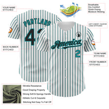 Загрузить изображение в средство просмотра галереи, Custom White (Black Teal Pinstripe) Black-Teal Authentic Baseball Jersey
