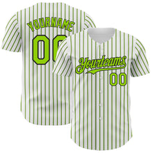 Charger l&#39;image dans la galerie, Custom White (Black Neon Green Pinstripe) Neon Green-Black Authentic Baseball Jersey
