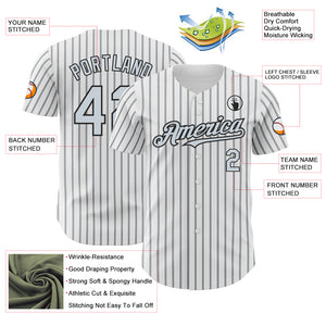 Custom White (Black Silver Pinstripe) Silver-Black Authentic Baseball Jersey