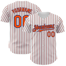 Charger l&#39;image dans la galerie, Custom White (Royal Orange Pinstripe) Orange-Royal Authentic Baseball Jersey
