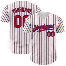 Charger l&#39;image dans la galerie, Custom White (Royal Red Pinstripe) Red-Royal Authentic Baseball Jersey

