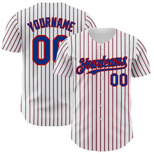 Charger l&#39;image dans la galerie, Custom White (Royal Red Pinstripe) Royal-Red Authentic Baseball Jersey
