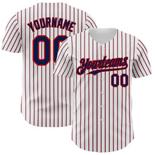 Загрузить изображение в средство просмотра галереи, Custom White (Navy Red Pinstripe) Navy-Red Authentic Baseball Jersey

