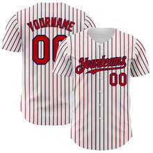 Загрузить изображение в средство просмотра галереи, Custom White (Navy Red Pinstripe) Red-Navy Authentic Baseball Jersey
