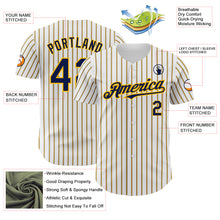 Charger l&#39;image dans la galerie, Custom White (Navy Gold Pinstripe) Navy-Gold Authentic Baseball Jersey

