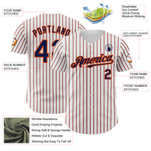 Загрузить изображение в средство просмотра галереи, Custom White (Navy Orange Pinstripe) Navy-Orange Authentic Baseball Jersey
