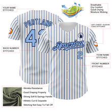 Laden Sie das Bild in den Galerie-Viewer, Custom White (Navy Light Blue Pinstripe) Light Blue-Navy Authentic Baseball Jersey
