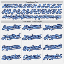 Laden Sie das Bild in den Galerie-Viewer, Custom White (Navy Light Blue Pinstripe) Light Blue-Navy Authentic Baseball Jersey
