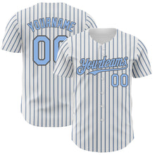 Загрузить изображение в средство просмотра галереи, Custom White (Steel Gray Light Blue Pinstripe) Light Blue-Steel Gray Authentic Baseball Jersey
