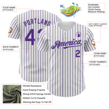 Laden Sie das Bild in den Galerie-Viewer, Custom White (Purple Gray Pinstripe) Purple-Gray Authentic Baseball Jersey
